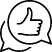 Icon of hand with thumbs up in speech bubble