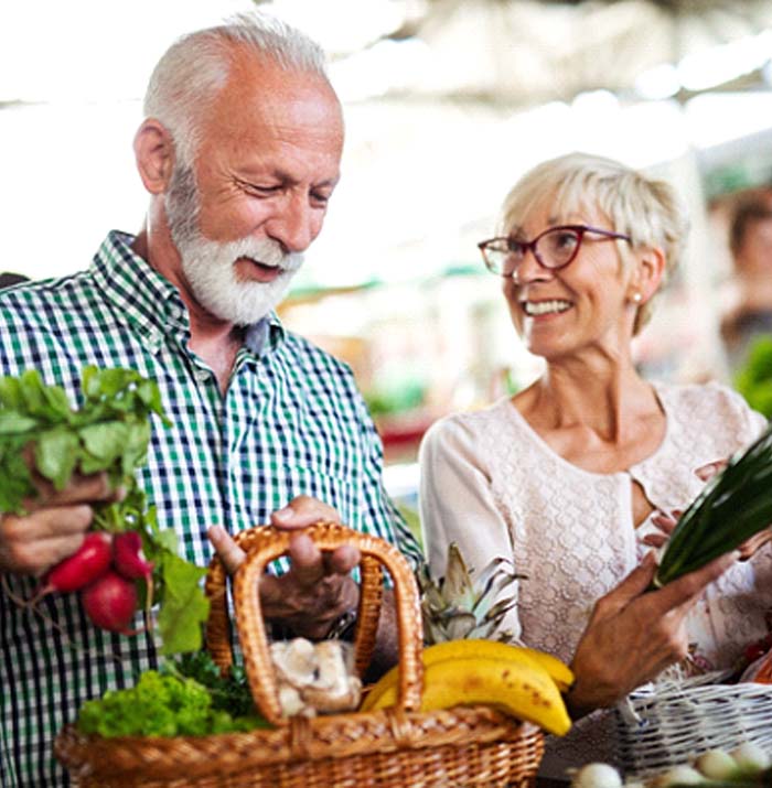 older couple eating healthy