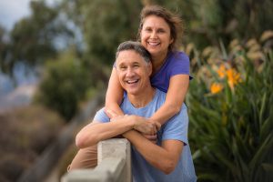 couple embracing outdoors