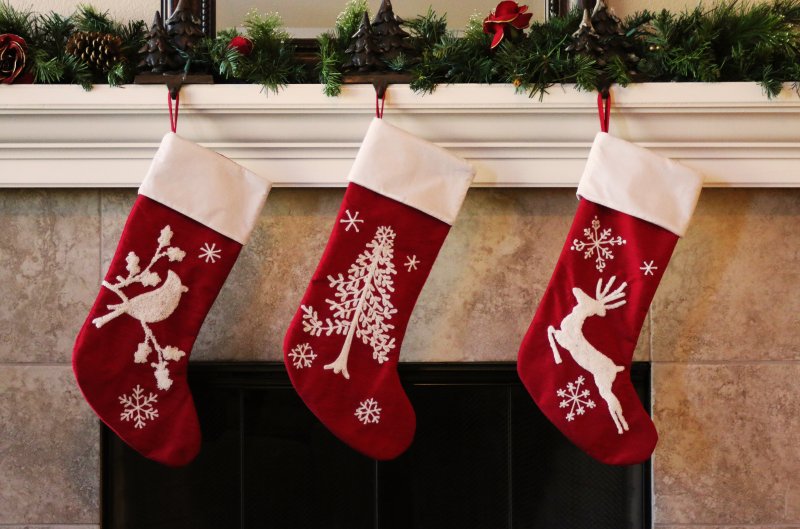 stockings hung up on a mantle